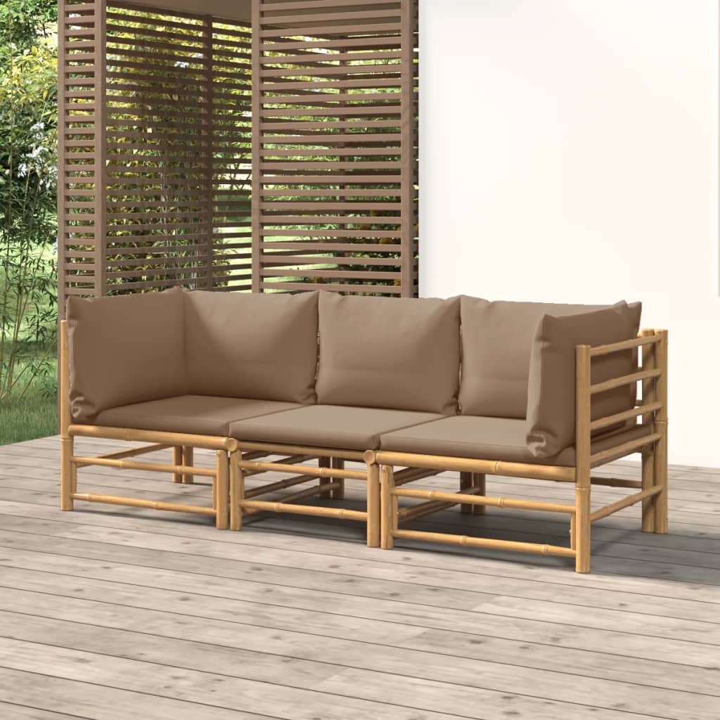 8-Tlg. Garten-Lounge-Set Mit Kissen Bambus
