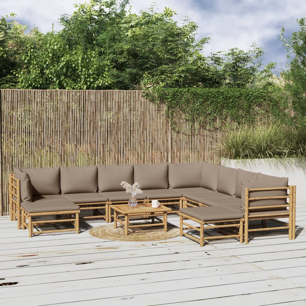 6-Tlg. Garten-Lounge-Set Mit En Kissen Bambus