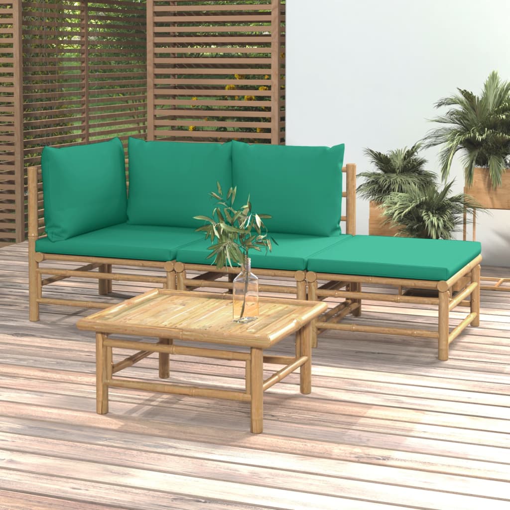 8-Tlg. Garten-Lounge-Set Mit Kissen Bambus