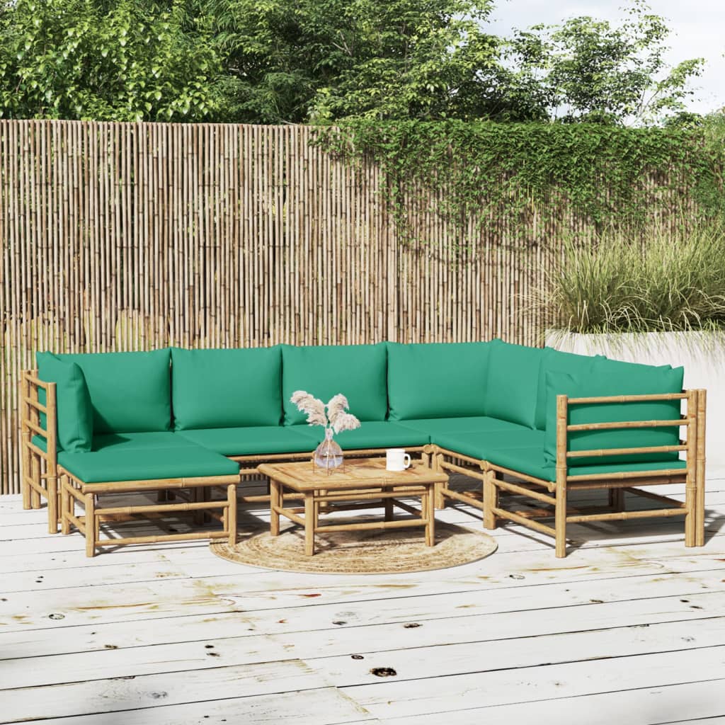 8-Tlg. Garten-Lounge-Set Mit Kissen Bambus