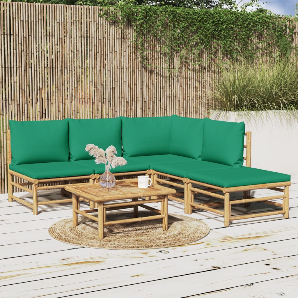 8-Tlg. Garten-Lounge-Set Mit Kissen Bambus