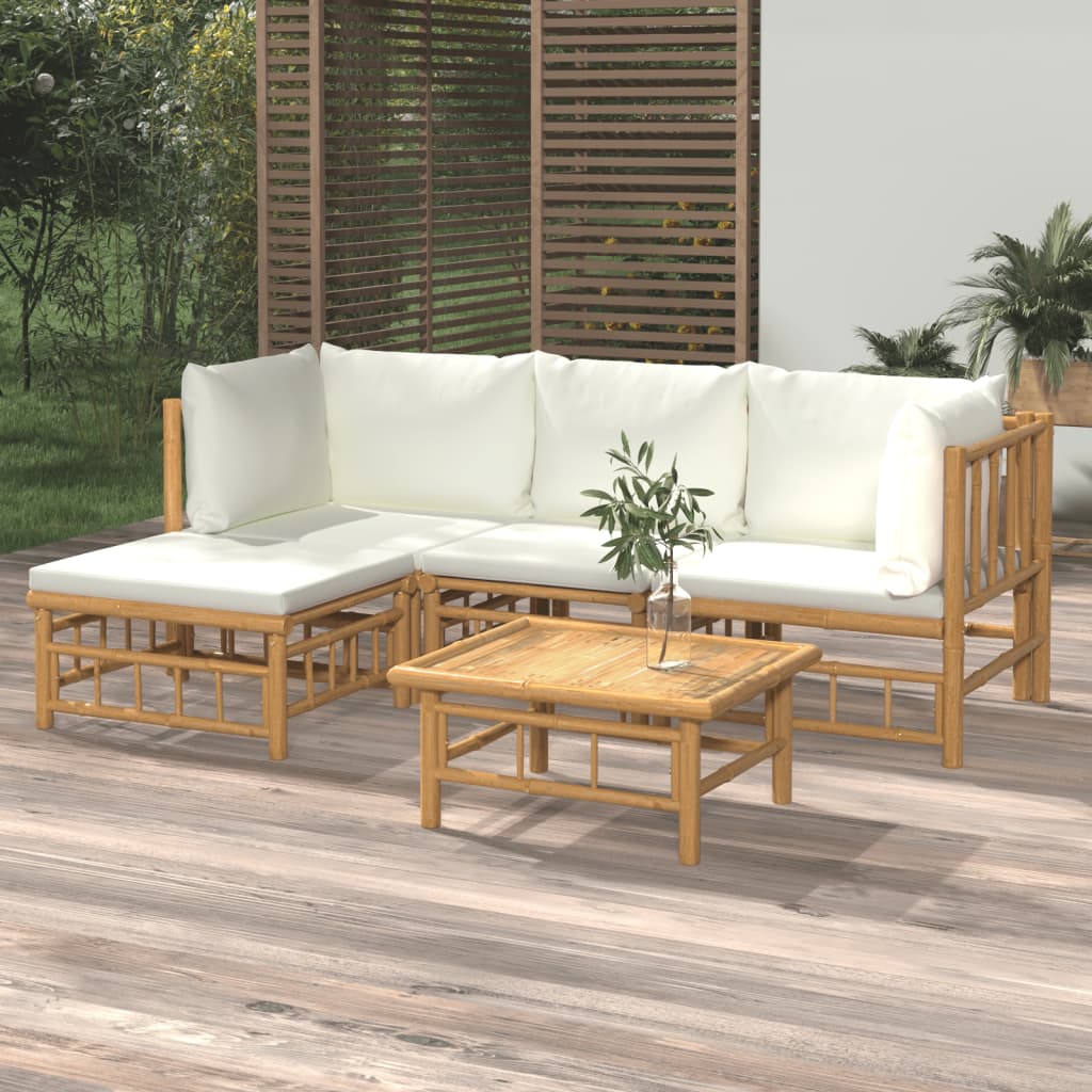 4-Tlg. Garten-Lounge-Set Mit En Kissen Bambus