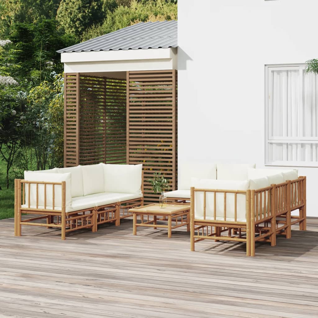 5-Tlg. Garten-Lounge-Set Mit En Kissen Bambus