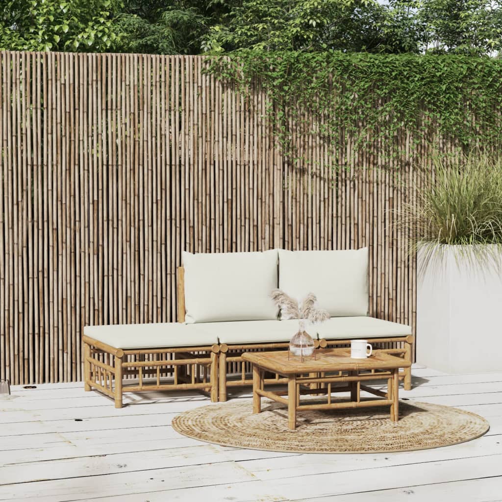 5-Tlg. Garten-Lounge-Set Mit En Kissen Bambus