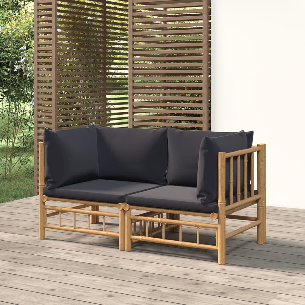 4-Tlg. Garten-Lounge-Set Mit En Kissen Bambus