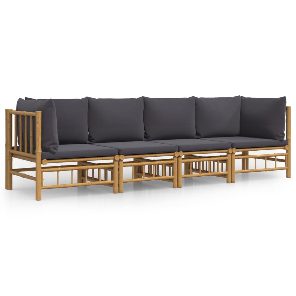 4-Tlg. Garten-Lounge-Set Mit En Kissen Bambus