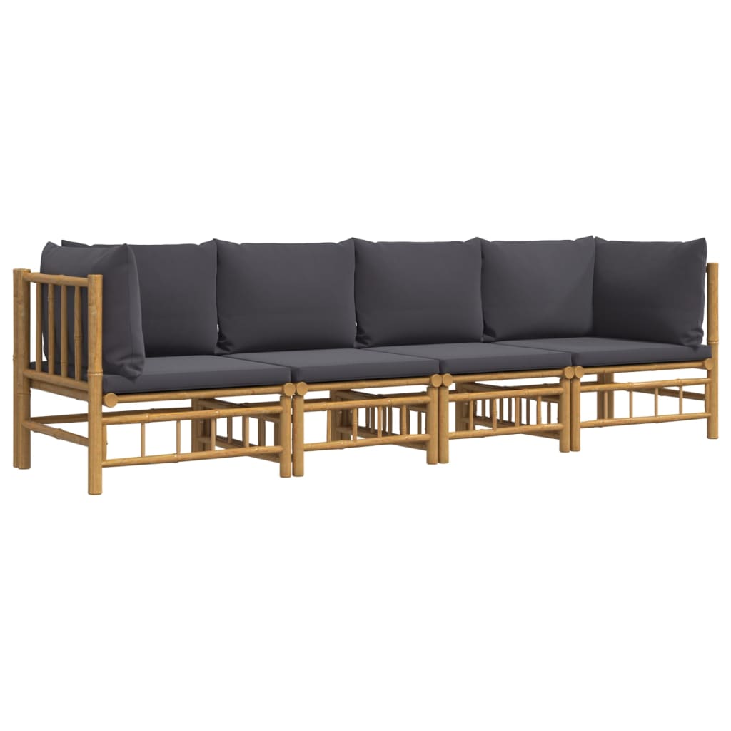 4-Tlg. Garten-Lounge-Set Mit En Kissen Bambus