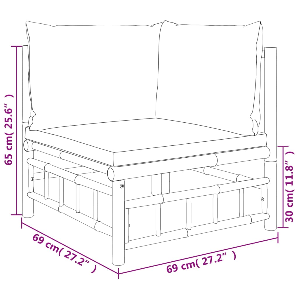 4-Tlg. Garten-Lounge-Set Mit En Kissen Bambus