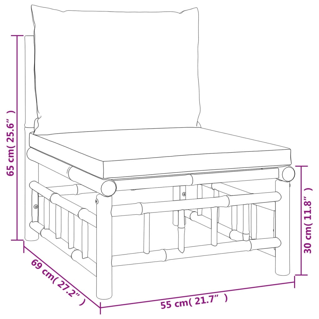4-Tlg. Garten-Lounge-Set Mit En Kissen Bambus