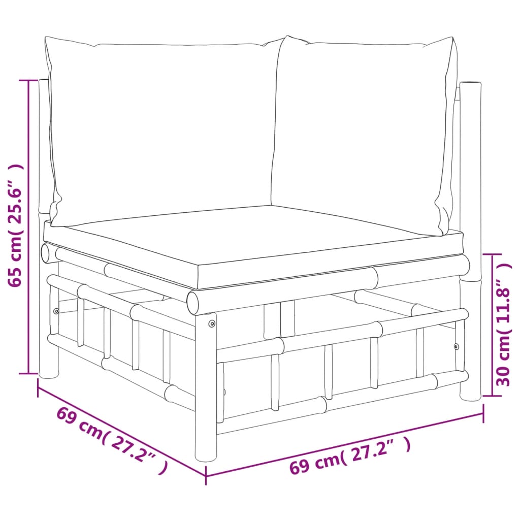 5-Tlg. Garten-Lounge-Set Mit En Kissen Bambus