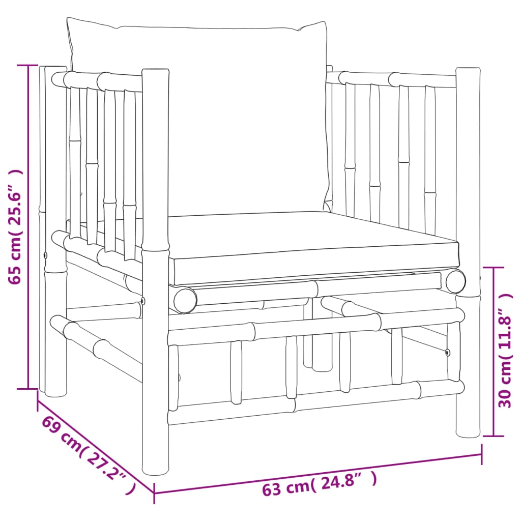 5-Tlg. Garten-Lounge-Set Mit En Kissen Bambus