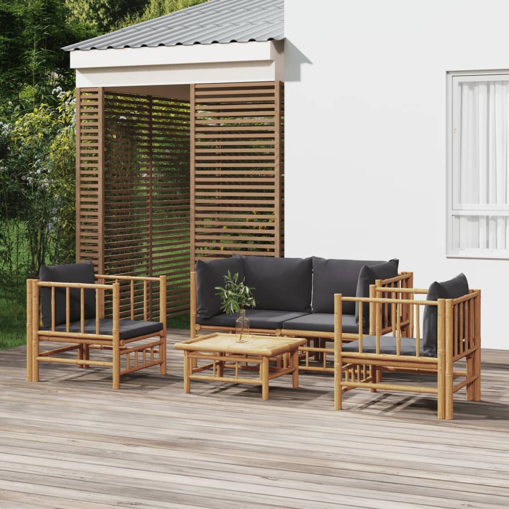 5-Tlg. Garten-Lounge-Set Mit En Kissen Bambus