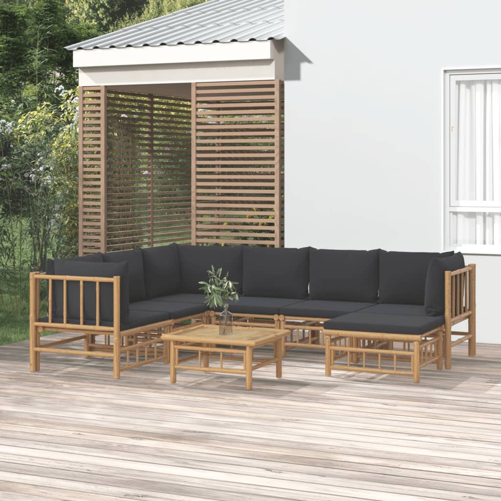 4-Tlg. Garten-Lounge-Set Mit En Kissen Bambus