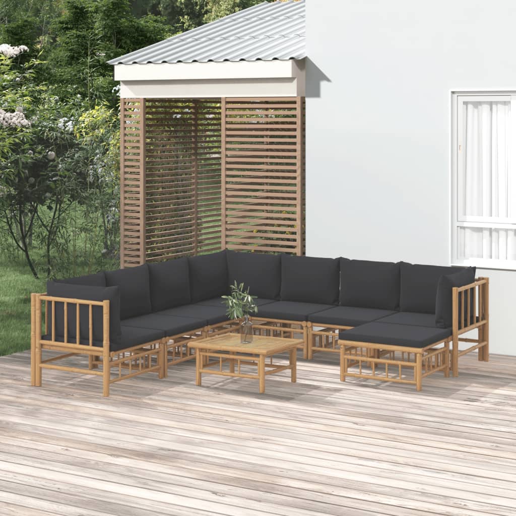 4-Tlg. Garten-Lounge-Set Mit En Kissen Bambus