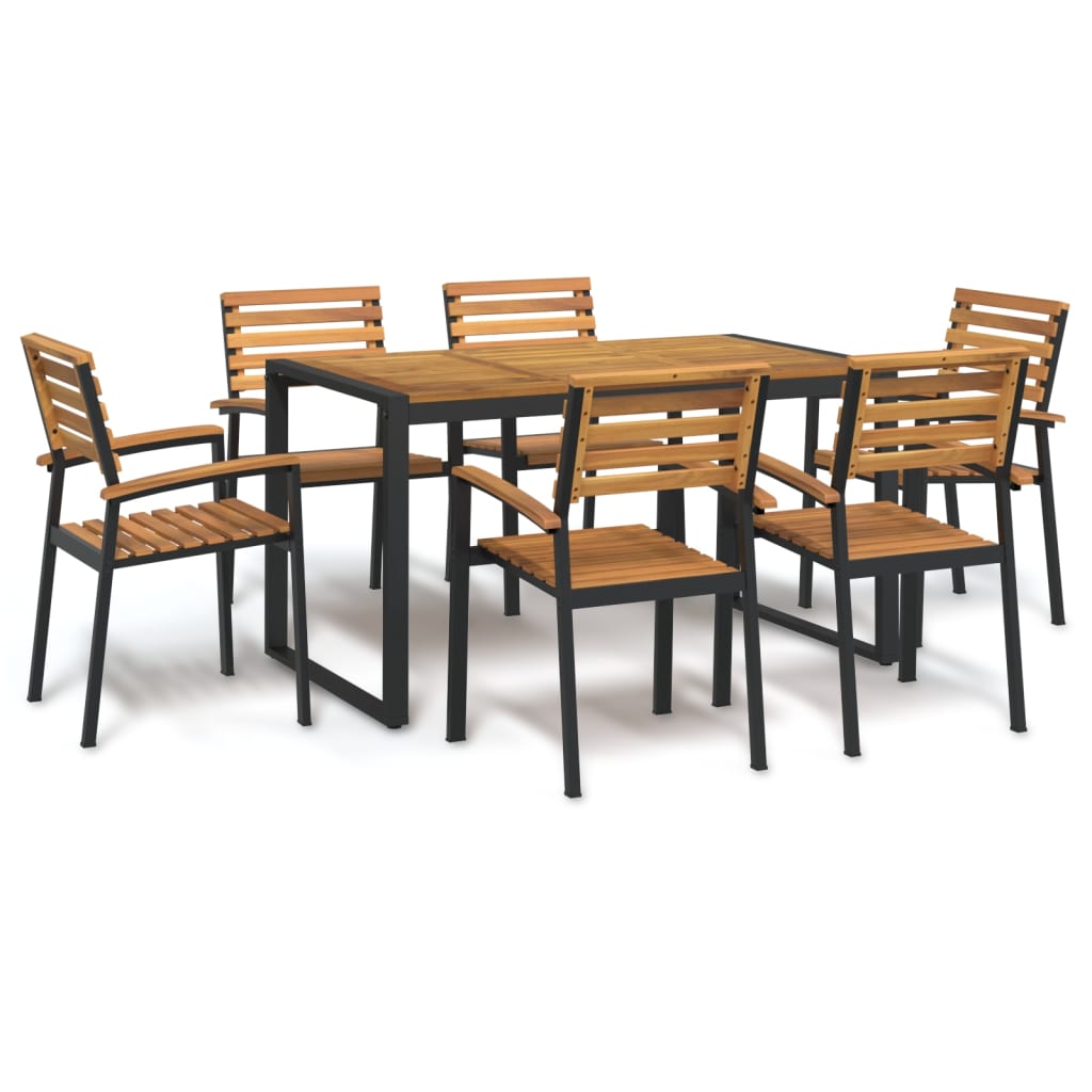 5-Tlg. Garten-Essgruppe Massivholz Akazie Und Metall