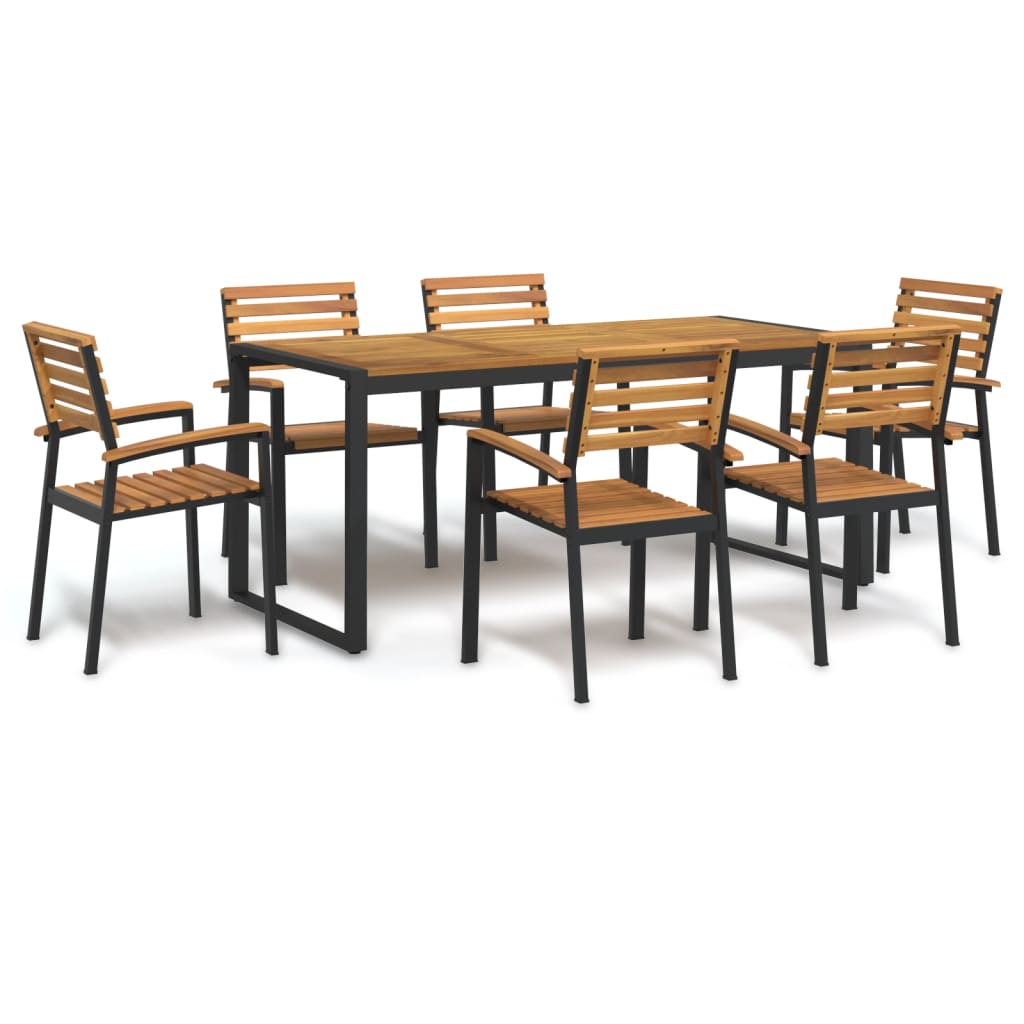 5-Tlg. Garten-Essgruppe Massivholz Akazie Und Metall