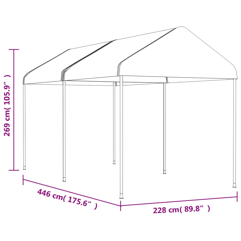 Pavillon Mit Dach Weiß 4,46X2,28X2,69 M Polyethylen