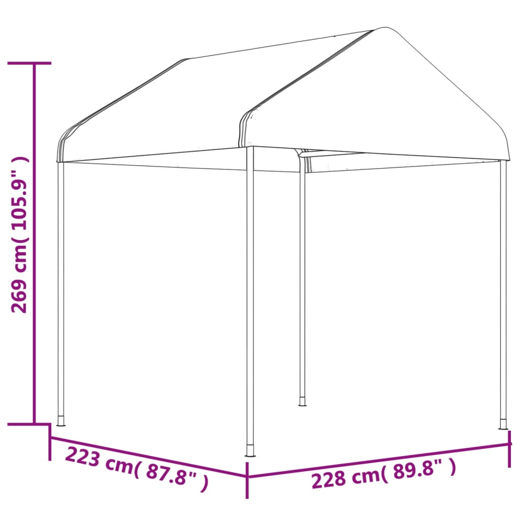 Pavillon Mit Dach Weiß 4,46X2,28X2,69 M Polyethylen