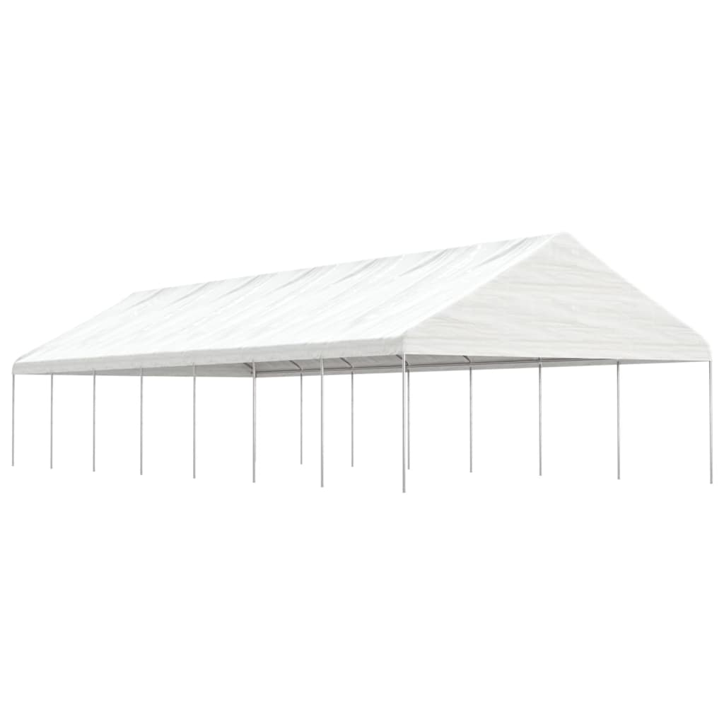 Pavillon Mit Dach Weiß 20,07X5,88X3,75 M Polyethylen