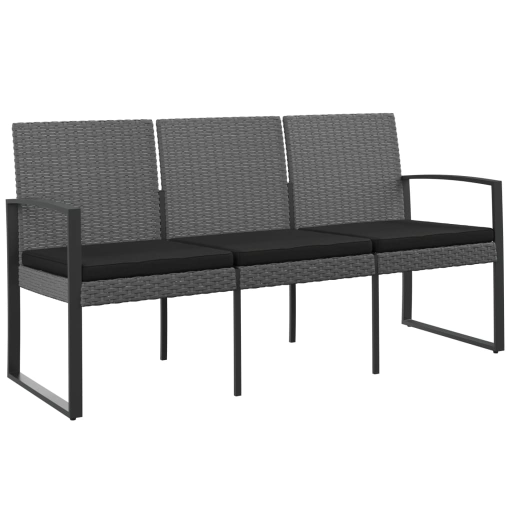 Gartenbank 3-Sitzer Mit Kissen Pp-Rattan