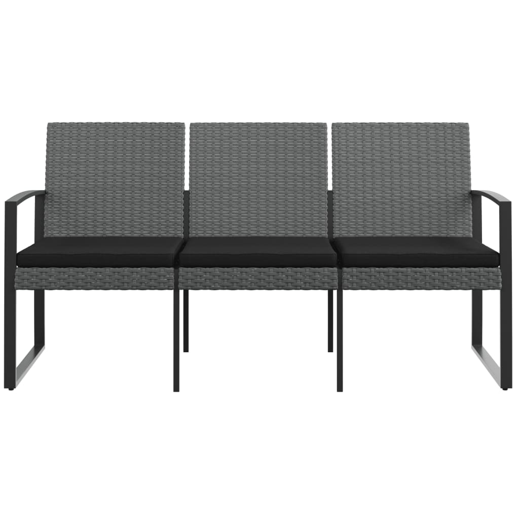Gartenbank 3-Sitzer Mit Kissen Pp-Rattan