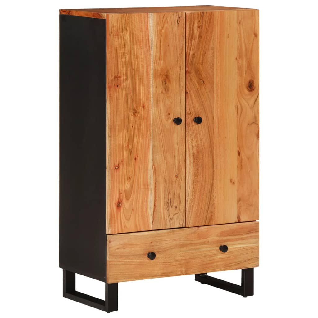 Highboard Mit Schublade 60X33X100 Cm Massivholz Akazie & Eisen