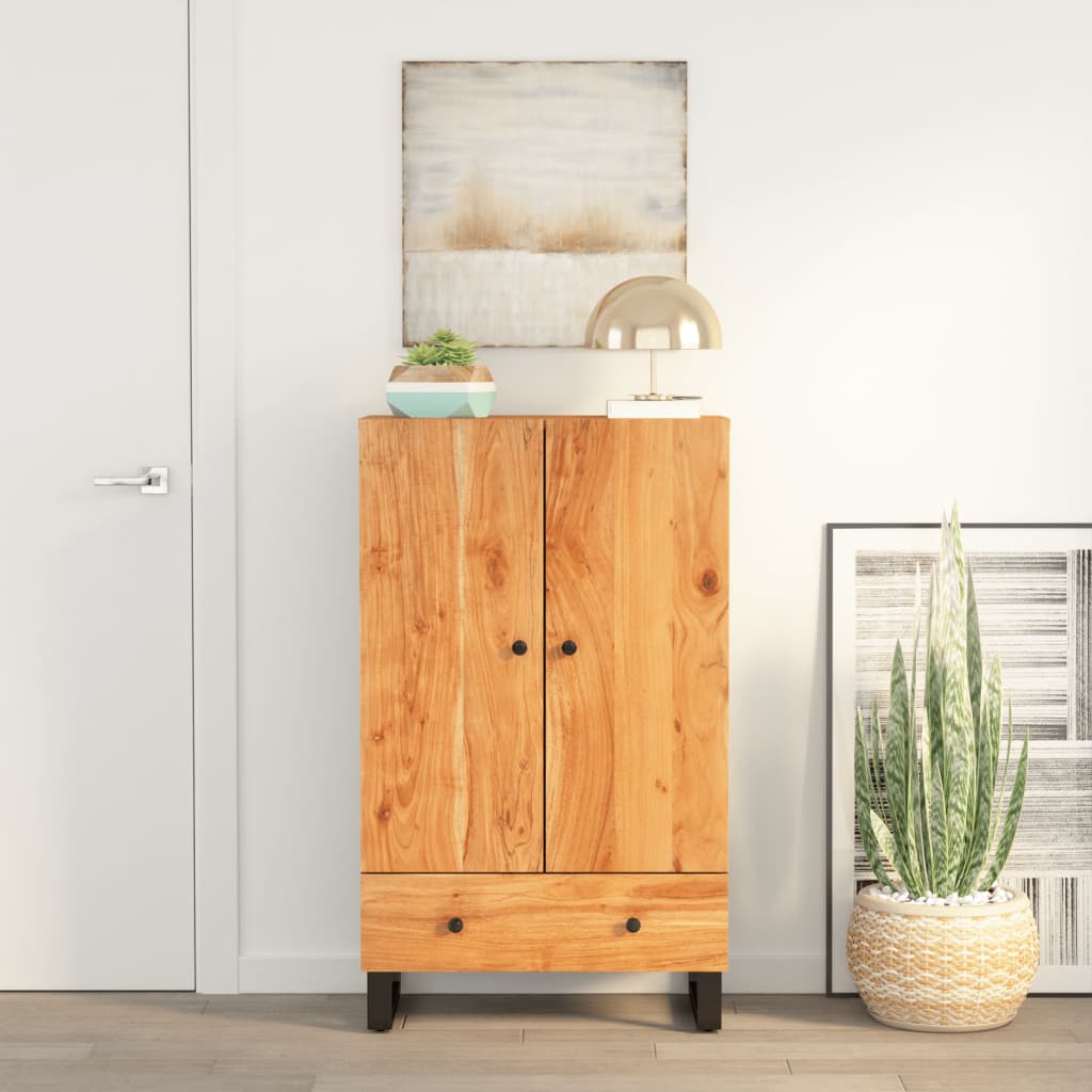 Highboard Mit Schublade 60X33X100 Cm Massivholz Akazie & Eisen