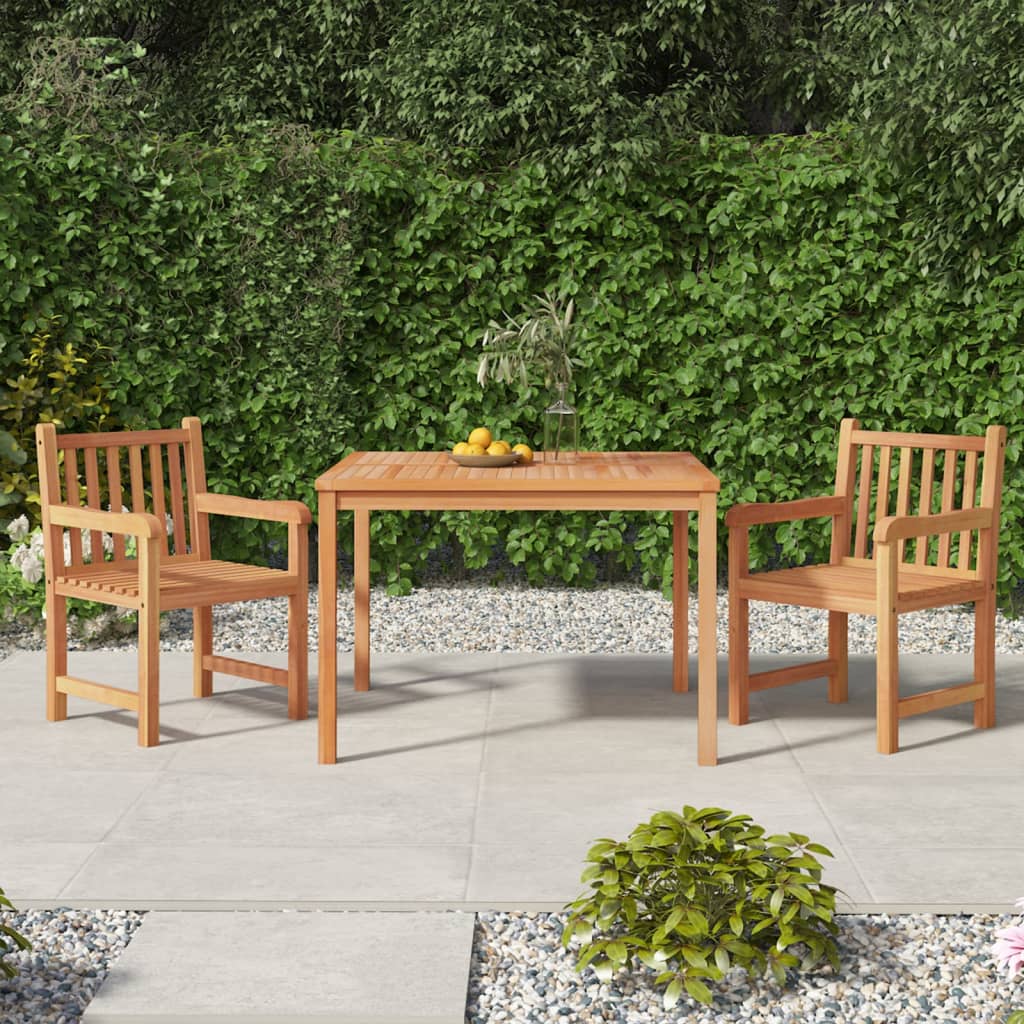 3-Teiliges Garten-Ess-Set 80 X 80 Cm Massivholz Teak