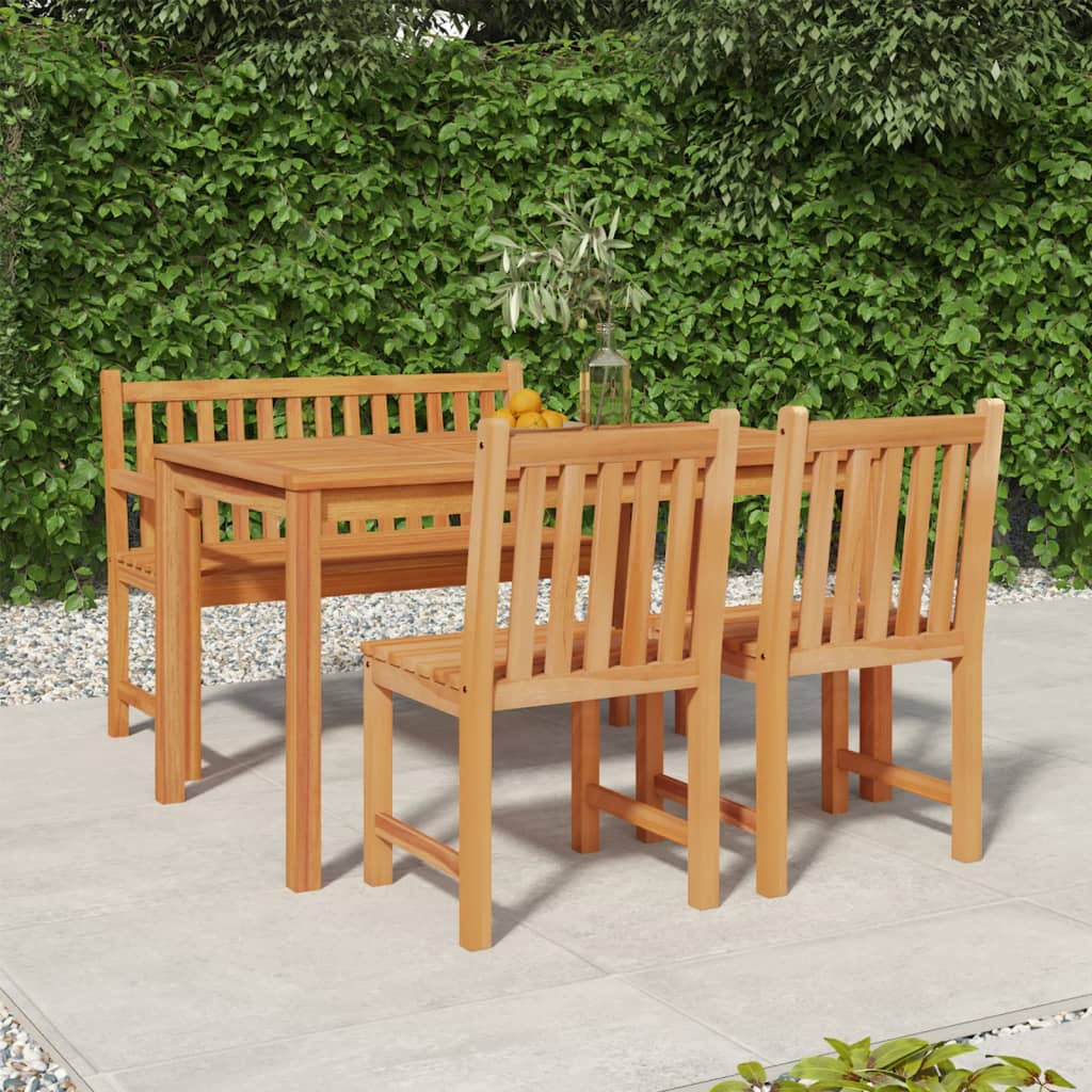 5-Teiliges Garten-Ess-Set 140 X 80 Cm Massivholz Teak