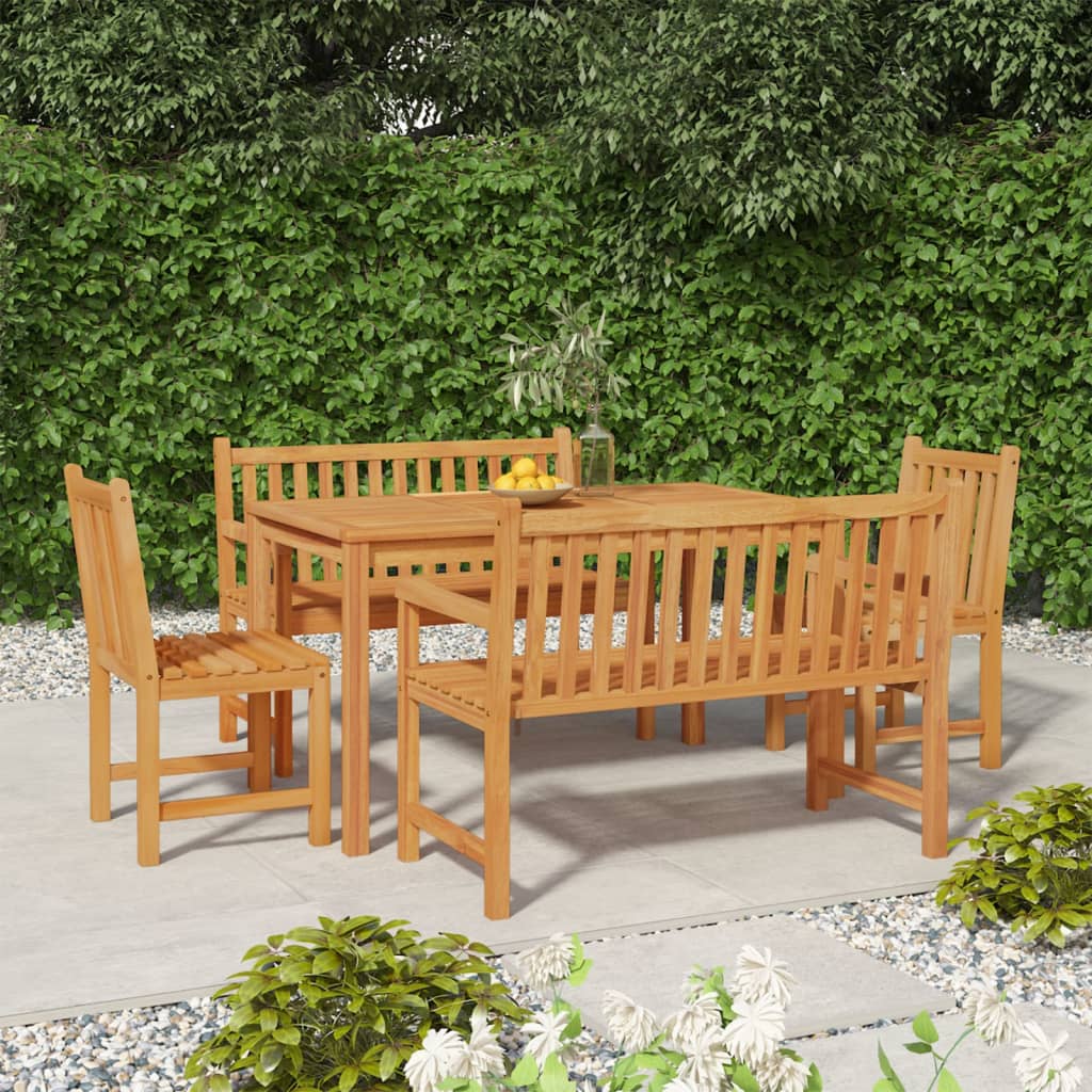 5-Teiliges Garten-Ess-Set 140 X 80 Cm Massivholz Teak