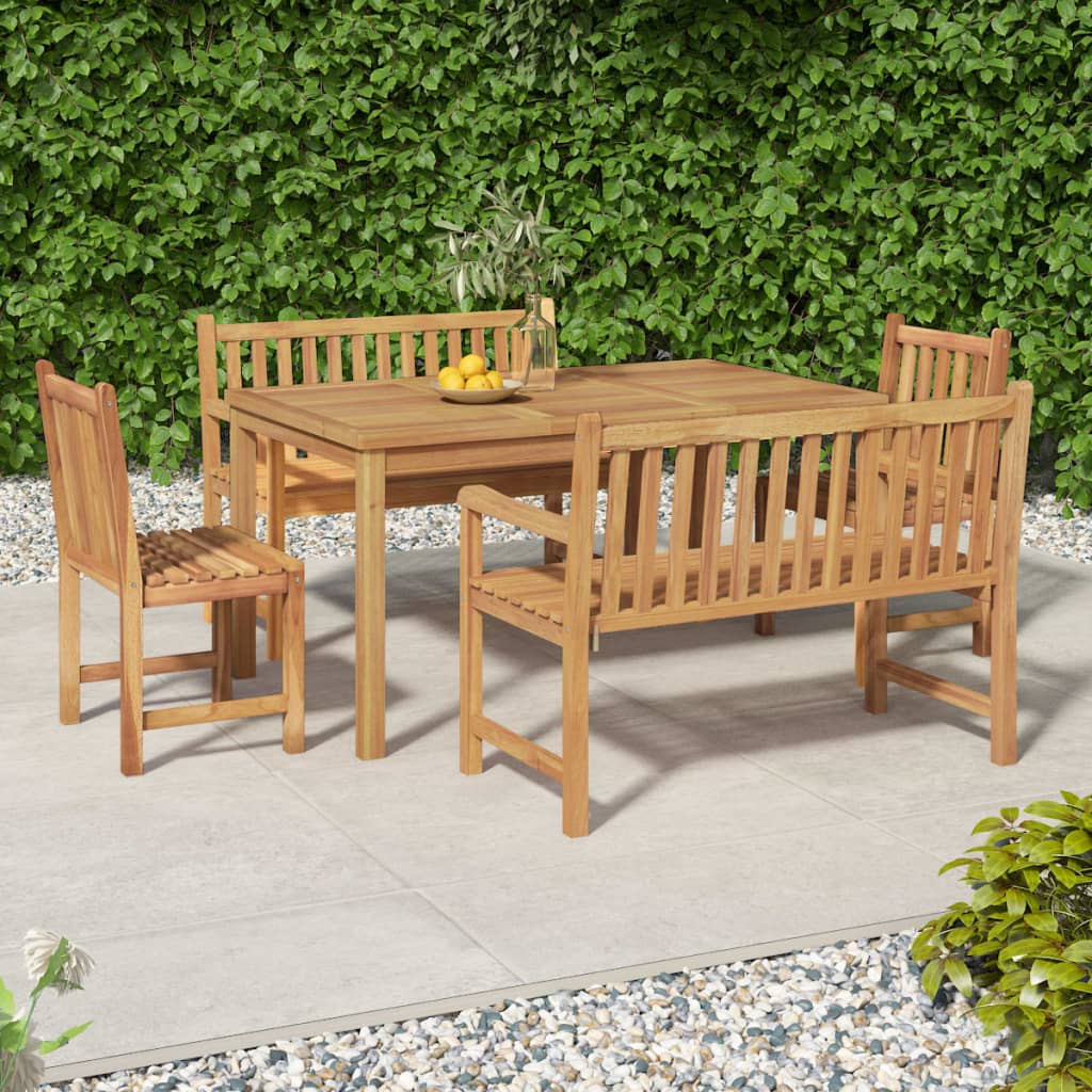 5-Teiliges Garten-Ess-Set 150 X 90 Cm Massivholz Teak