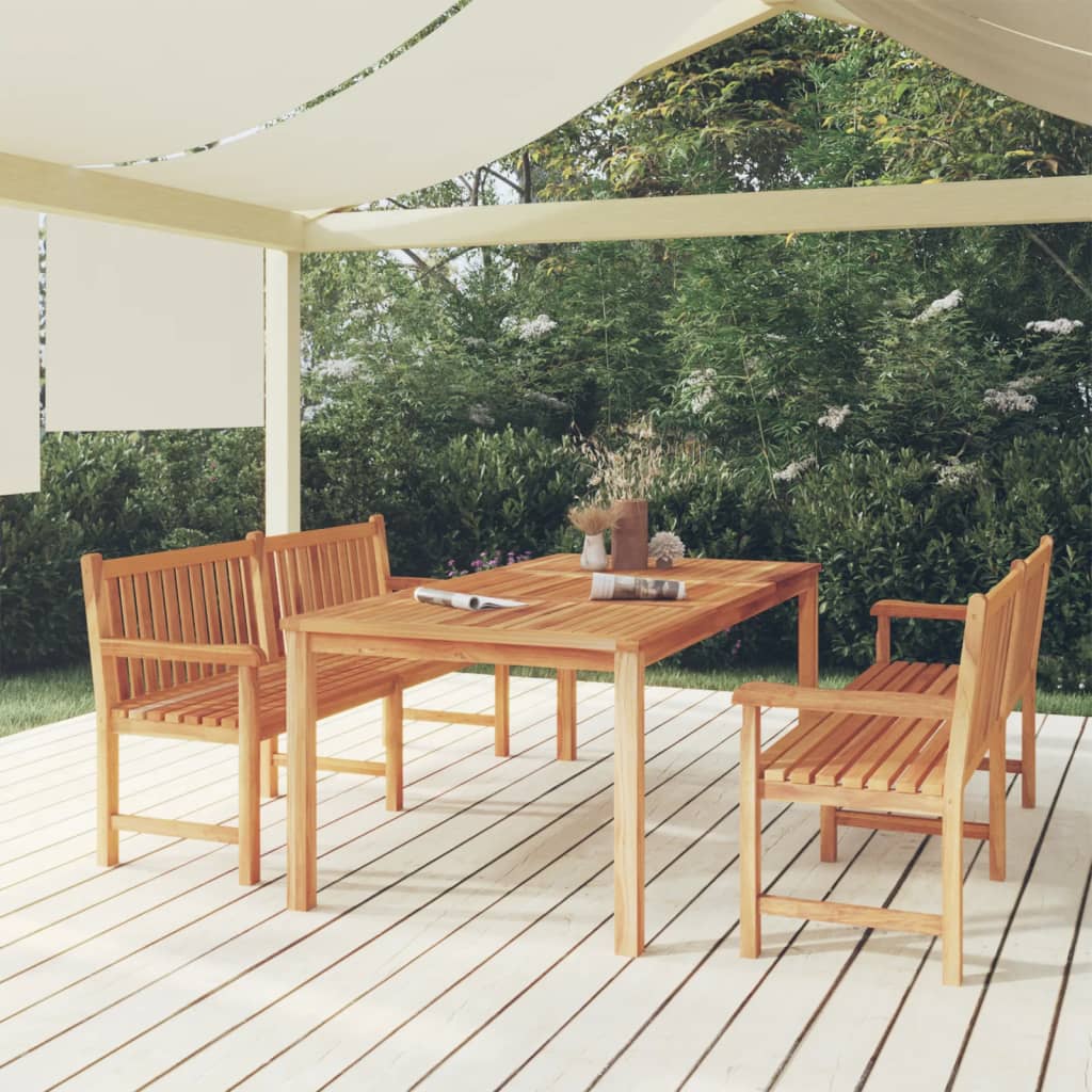7-Teiliges Garten-Ess-Set 200 X 100 Cm Massivholz Teak