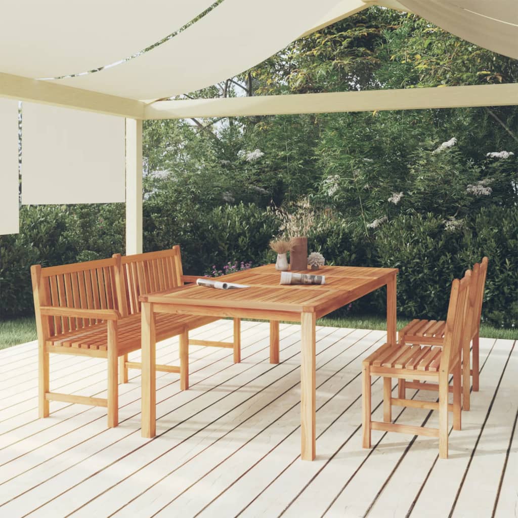 7-Teiliges Garten-Ess-Set 200 X 100 Cm Massivholz Teak
