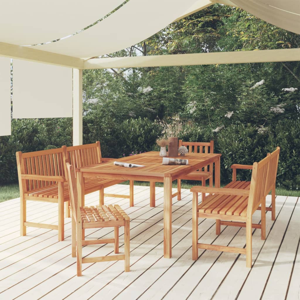 7-Teiliges Garten-Ess-Set 200 X 100 Cm Massivholz Teak