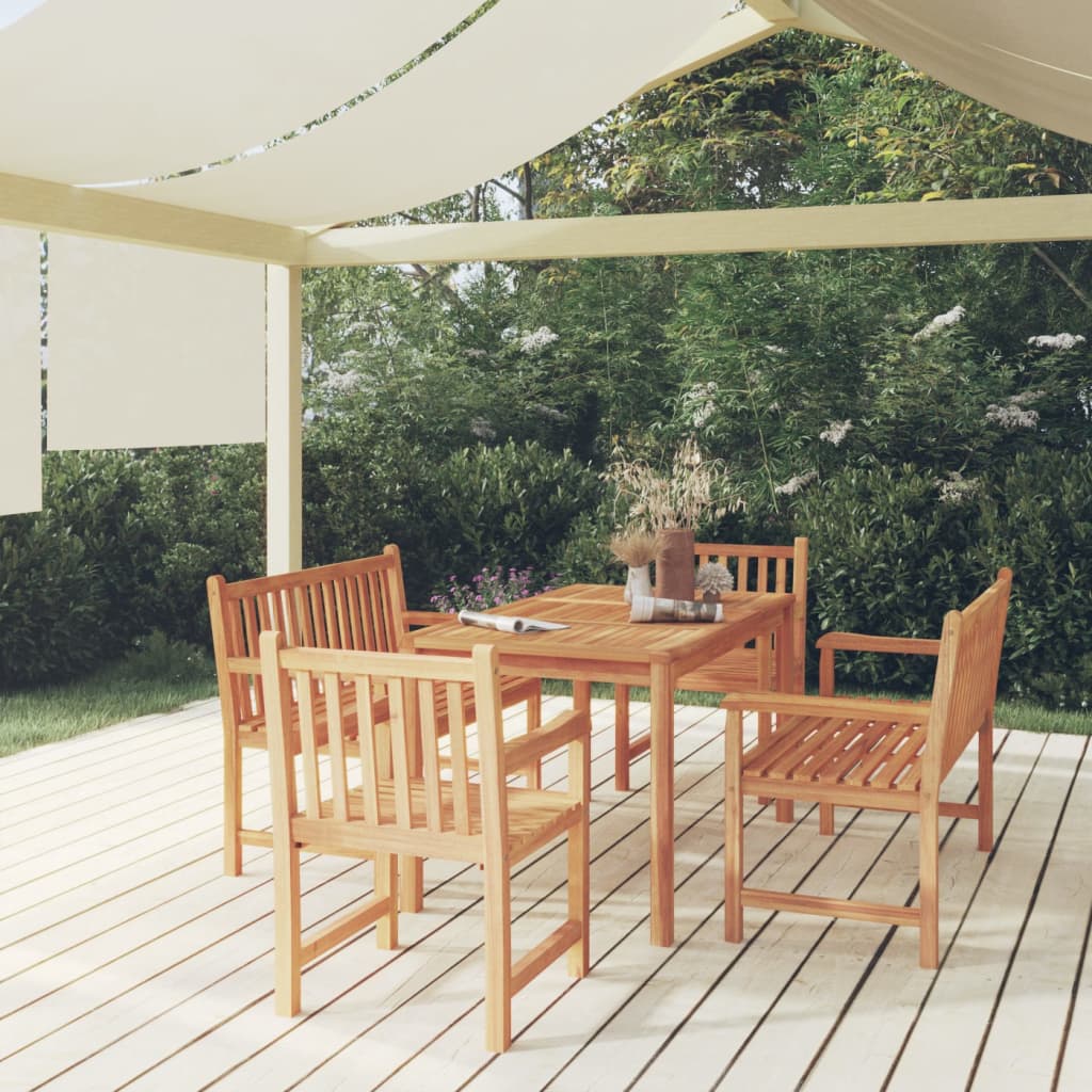 5-Teiliges Garten-Ess-Set 140 X 80 Cm Massivholz Teak
