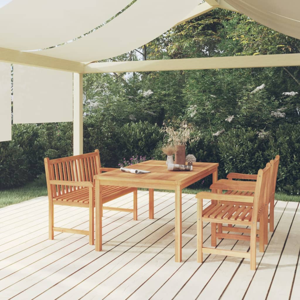 5-Teiliges Garten-Ess-Set 150 X 90 Cm Massivholz Teak