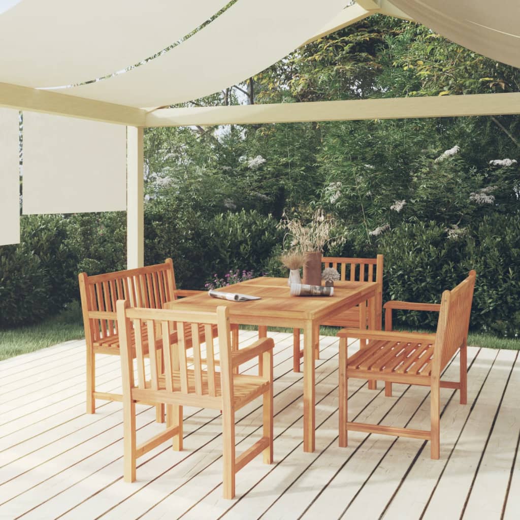 5-Teiliges Garten-Ess-Set 150 X 90 Cm Massivholz Teak