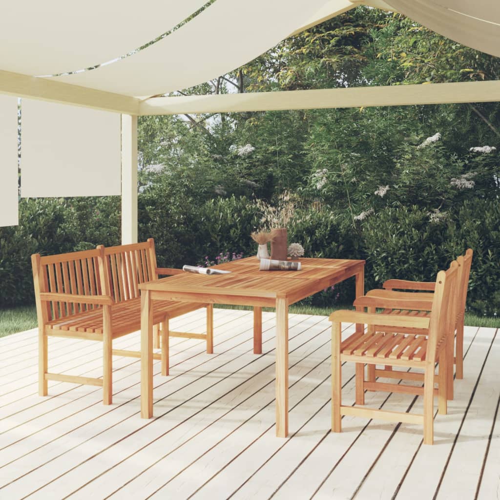 5-Teiliges Garten-Ess-Set 180 X 90 Cm Massivholz Teak