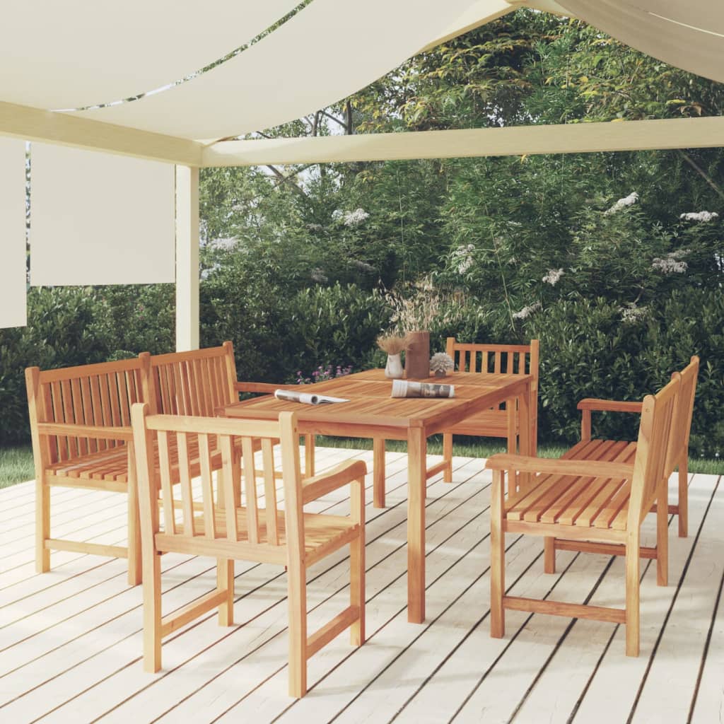 5-Teiliges Garten-Ess-Set 180 X 90 Cm Massivholz Teak