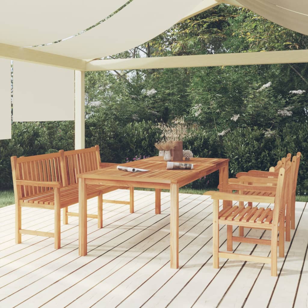 7-Teiliges Garten-Ess-Set 200 X 100 Cm Massivholz Teak