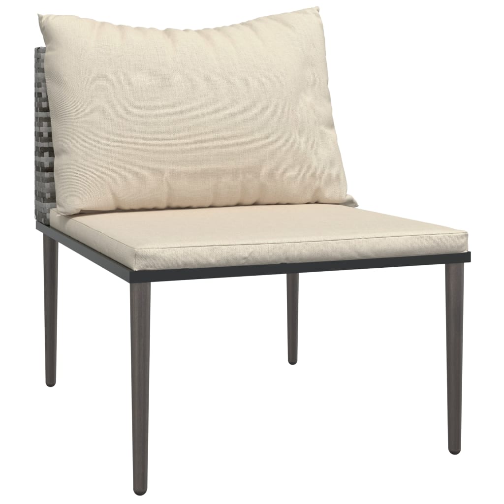 Garten-Mittelsofa Mit Kissen Grau Poly Rattan