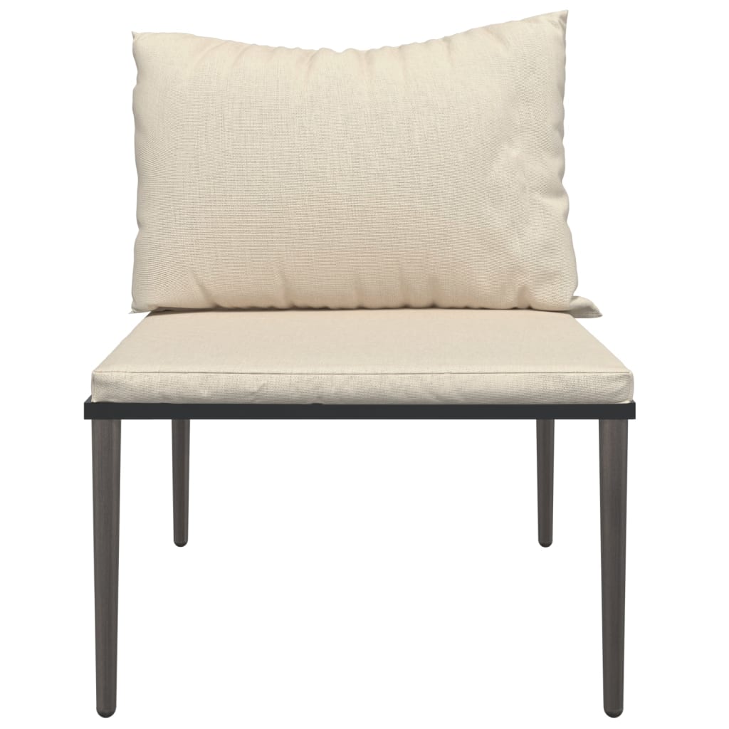 Garten-Mittelsofa Mit Kissen Grau Poly Rattan