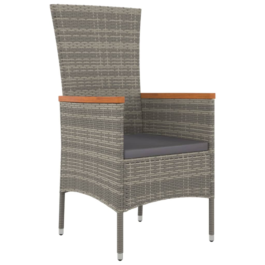 9-Tlg. Garten-Essgruppe Mit Kissen Grau Poly Rattan