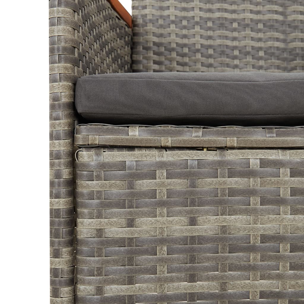 9-Tlg. Garten-Essgruppe Mit Kissen Grau Poly Rattan