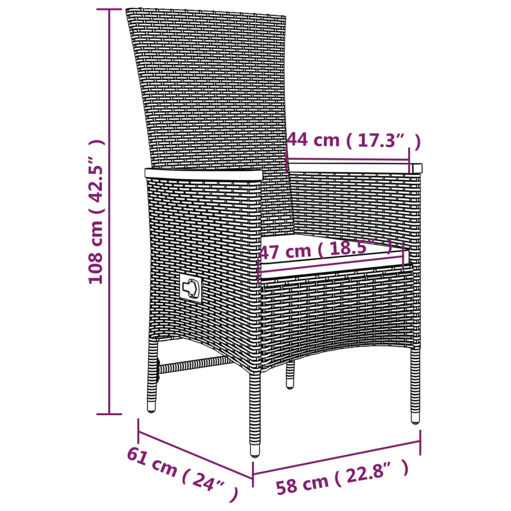 9-Tlg. Garten-Essgruppe Mit Kissen Grau Poly Rattan
