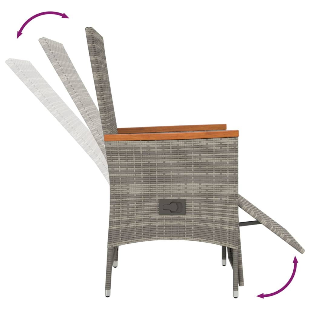 7-Tlg. Garten-Essgruppe Mit Kissen Grau Poly Rattan