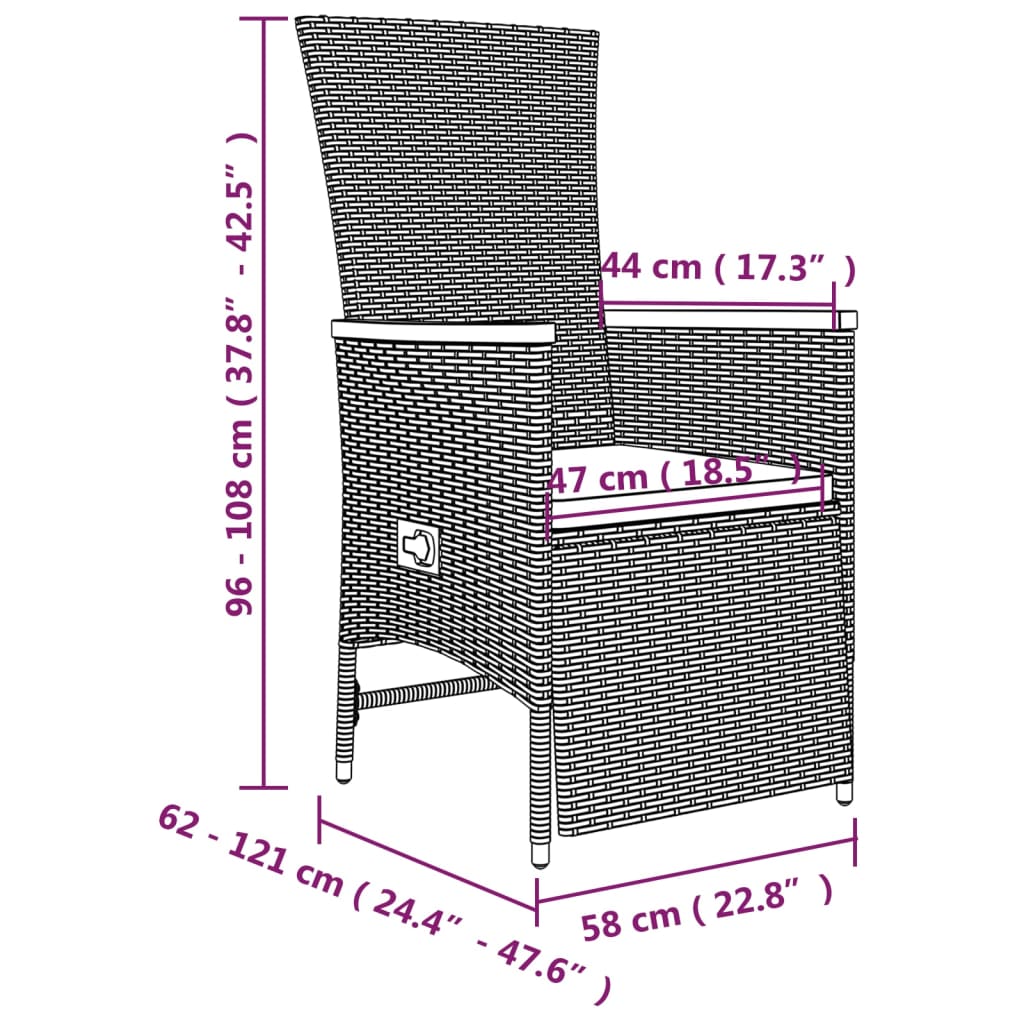 7-Tlg. Garten-Essgruppe Mit Kissen Grau Poly Rattan