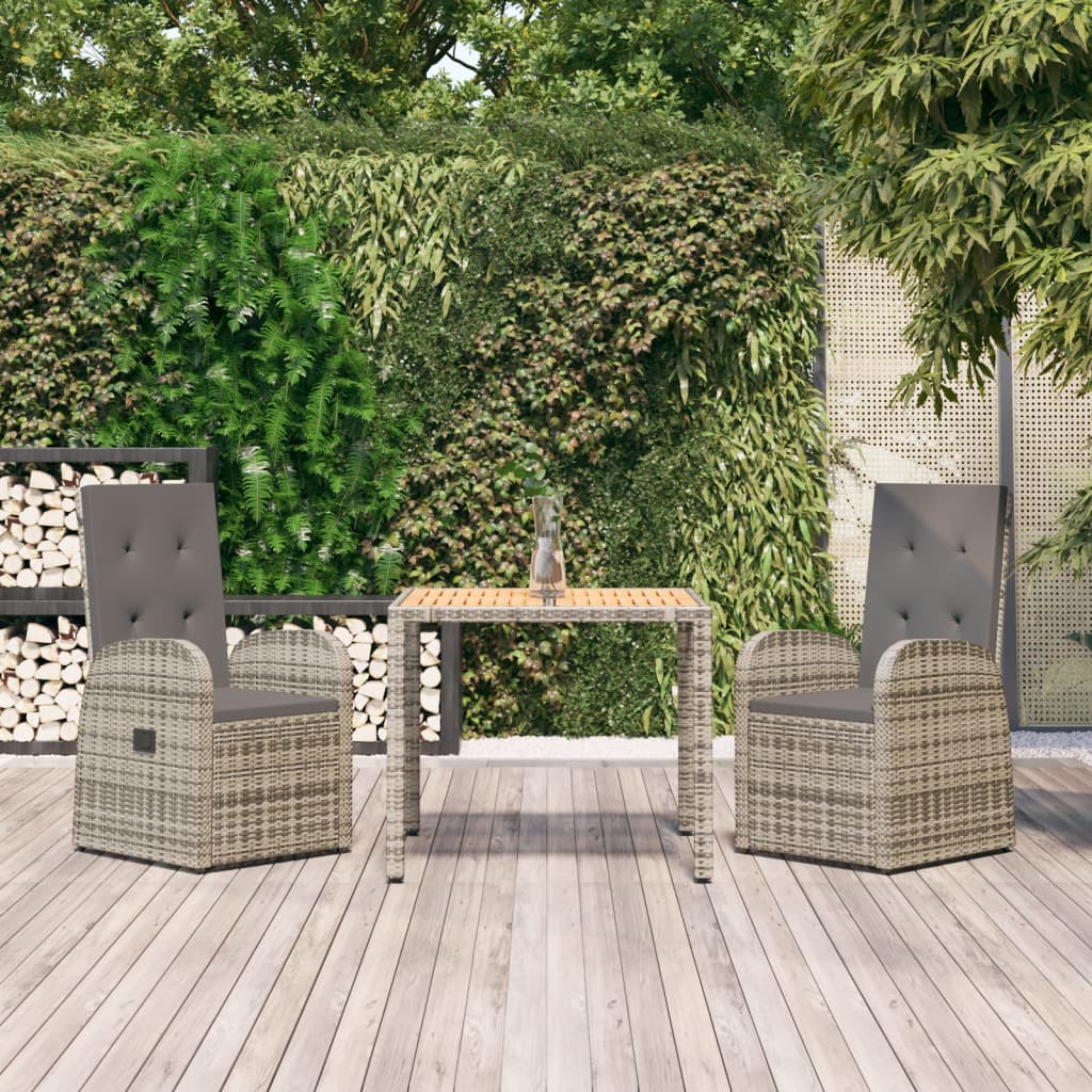5-Tlg. Garten-Essgruppe Mit Kissen Grau Poly Rattan