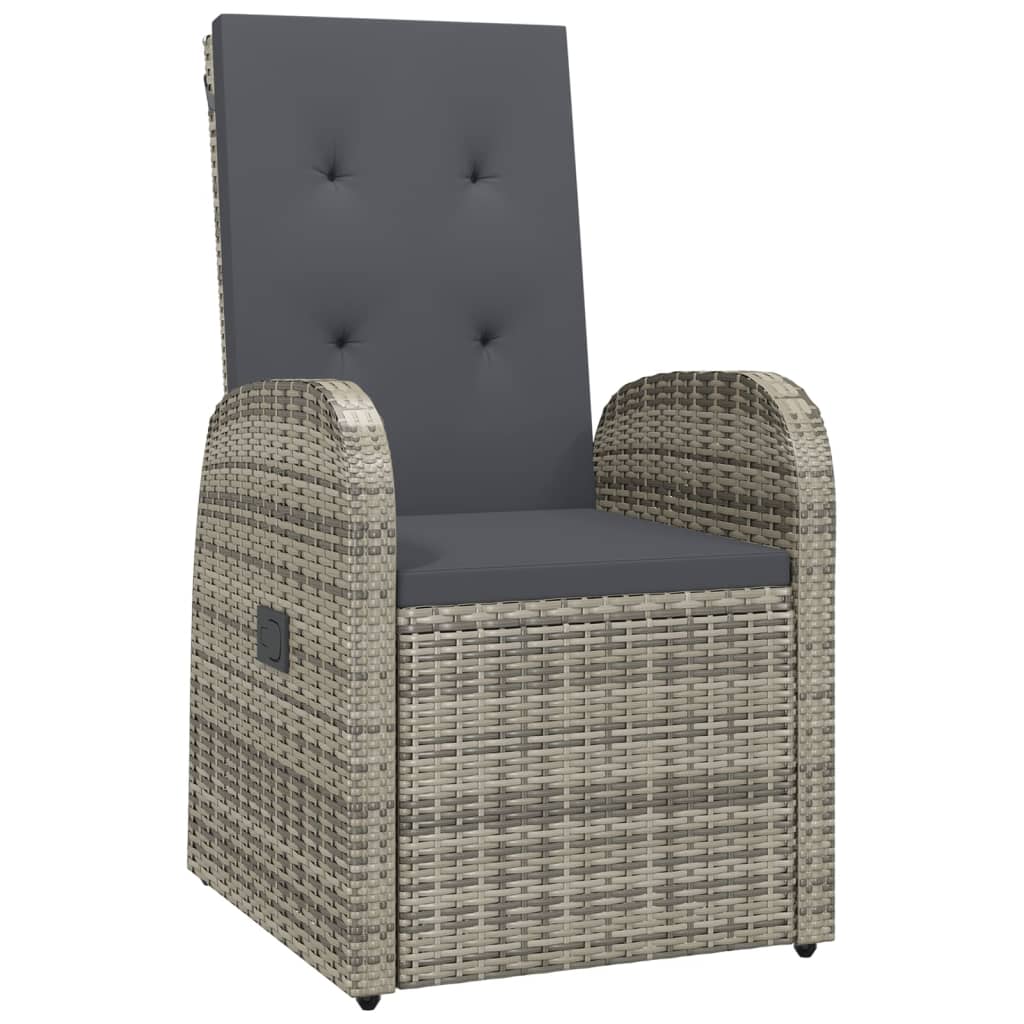 5-Tlg. Garten-Essgruppe Mit Kissen Grau Poly Rattan