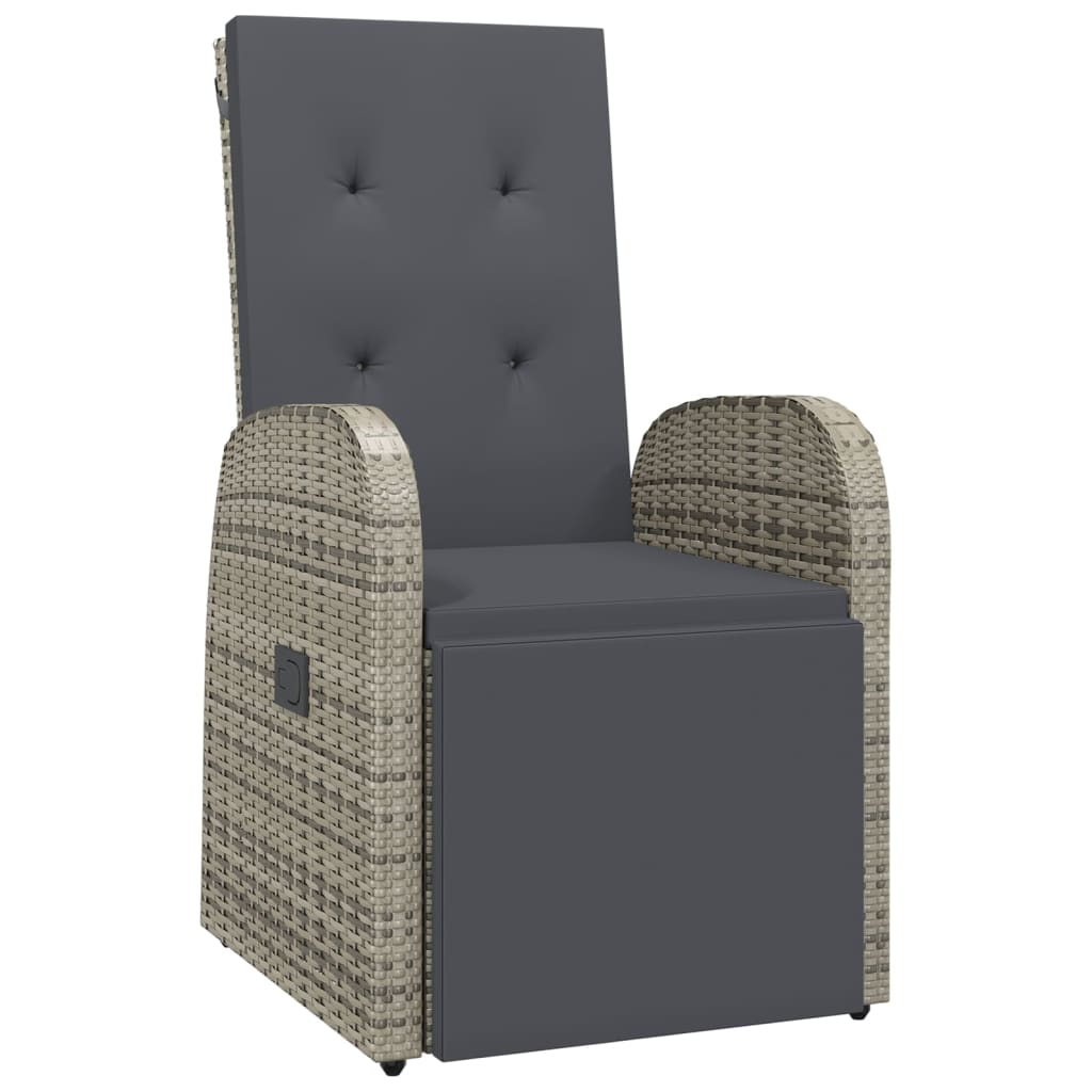 5-Tlg. Garten-Essgruppe Mit Kissen Grau Poly Rattan